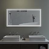 AQUABATOS® 140x70 cm Badspiegel mit LED Beleuchtung Wandspiegel Lichtspiegel Badezimmerspiegel mit hinterleuchtetem…