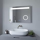 AQUABATOS 80x60cm Badspiegel mit Beleuchtung Badezimmerspiegel LED Lichtspiegel Wandspiegel. Touch-Schalter…