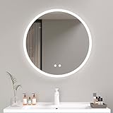 Plumbsys LED Rund Badspiegel Badezimmerspiegel mit 3-Farben des Lichts Badezimmer Beleuchtung Antibeschlag…