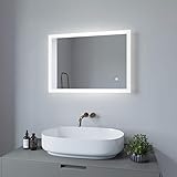 AQUABATOS® Badspiegel 70X50cm Bad Spiegel mit Beleuchtung Badezimmerspiegel Lichtspiegel Led Touch Beschlagfrei…