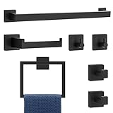 MengxFly Mattschwarzes Badezimmer-Hardware-Set, 7-teilig, schwarz, Badezimmer-Hardware-Zubehör-Set,…