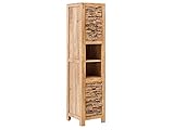 Woodkings® Hochschrank Holz Akazie Badhochschrank Matay rustikal massiv Badmöbel Badezimmer Badezimmerhochschrank…