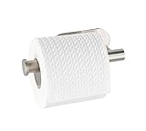 WENKO Toilettenpapierhalter Salve Edelstahl matt - ohne Bohren, Klebebefestigung, rostfrei, 17x8x5cm
