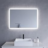 Badspiegel mit Beleuchtung 100 x 70 cm Wandschalter Lichtschalter Badezimmerspiegel LED Lichtspiegel…