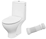 VBChome WC Toilette Stand Spülrandlos Keramik Komplett Set mit Spülkasten WC Sitz aus Duroplast mit…