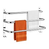 HONPHIER Handtuchhalter 3-stufig, Handtuchbügel mit Haken, Edelstahl SUS 304, Wandmontage Handtuchstange…