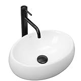 Rea Waschbecken Waschtisch Aufsatzwaschbecken Keramik Handwaschbecken Aufsatz Waschschale Weiß Oval…