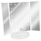 Navaris LED Kosmetikspiegel faltbarer Standspiegel - beleuchteter Schminkspiegel Make Up Spiegel 2-fach…