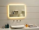 Dr. Fleischmann Badspiegel LED Spiegel GS084N mit Beleuchtung durch satinierte Lichtflächen Badezimmerspiegel 80 x 60 cm mit Touch-Schalter