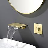 Wasserfall-Badezimmerarmatur (gebürstetes Gold)