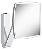 Keuco Wand-Kosmetikspiegel mit Schwenkarm, LED-Beleuchtung, 5-facher Vergrößerung, Wippschalter, 20x20cm,…