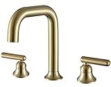 SEABEFORE Badezimmer-Waschbecken-Wasserhahn, gebürstetes Gold, 2 Griffe, 3 Löcher, neue Version