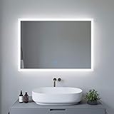 AQUABATOS 100x70cm Badspiegel mit Beleuchtung badezimmerspiegel LED Lichtspiegel Wandspiegel, Touch-Schalter…
