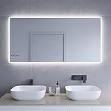 Badspiegel groß mit Beleuchtung 140x70 cm für Wandschalter Badezimmerspiegel LED Lichtspiegel Wandspiegel…