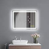 AI-LIGHTING LED Badspiegel mit Beleuchtung 45×60 cm Rechteckiger Badezimmerspiegel mit Licht Beschlagfrei…