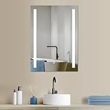 HOKO LED Badspiegel 50x70 cm Lindau. Design Badezimmerspiegel mit Beleuchtung und mit Touch Schalter…