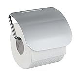 WENKO Static-Loc Plus Toilettenpapierhalter mit Deckel Osimo, WC-Rollenhalter, Befestigen ohne bohren,…