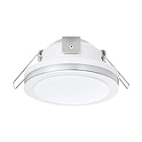 EGLO LED Einbaustrahler Pineda 1, LED Spot aus Stahl und Kunststoff, LED Einbauleuchte in Weiß, Bad-Einbaustrahler…
