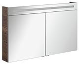 FACKELMANN Spiegelschrank B.CLEVER/zweitürig/Spiegelschrank mit gedämpften Scharnieren/Maße (B x H x T): ca. 120 x 71 x 16 cm/hochwertiger Schrank/Möbel fürs WC und Bad/Korpus: Braun dunkel
