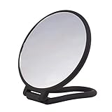 PARSA Beauty Kosmetikspiegel rund (schwarz 14,5 x 14cm) – Kleiner Spiegel zum Hängen, Stellen und als…