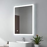 EMKE LED Badspiegel mit Beleuchtung 80x60cm Badezimmerspiegel kaltweiß Wandspiegel mit Touchschalter…