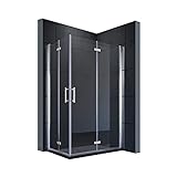 SONNI Eckeinstieg Duschkabine 80x100 cm Dusche Falttür 180º Duschwand Duschabtrennung NANO Glas