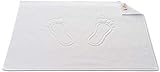 Carenesse 2er Set Badvorleger mit Fußabdruck 50 x 70 cm weiß I Saugstarke Badematte aus Baumwolle: Premium…