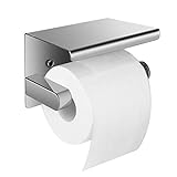 Flexzion Toilettenpapierhalter Ständer aus Edelstahl mit Ablage, Selbstklebender Klopapierhalter Rollenhalter…