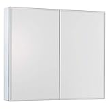 Movo Medizinschrank mit Doppeltüren, 76,2 x 66 cm, mit Spiegel, Aluminium, Badezimmer-Medizinschrank mit Doppelspiegel, wasserdicht und rostbeständig, Vertiefung oder Oberflächenmontage