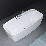 Mai & Mai Freistehende Acryl-Badewanne 170x80cm Rechteckig inkl. Armatur und Handbrause, Farbe: Weiß,…