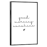 artboxONE Poster mit schwarzem Rahmen 75x50 cm Badezimmer Typografie Good Morning Sunshine - Bild Spruch