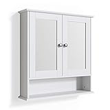 Vicco Wandspiegel Bianco Badspiegel mit Ablage 2 Türen 58x56cm Hängespiegel Spiegel für Badezimmer im Landhausstil (Weiß)