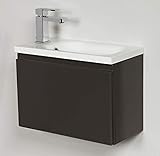Quentis Waschplatzset Faros, Breite 50 cm, Waschbecken und Unterschrank, anthrazit glänzend, Waschbeckenunterschrank montiert