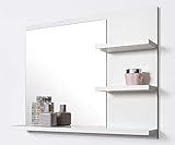 DOMTECH Badspiegel mit Ablagen, Weiß Badezimmer Spiegel 60 cm Wandspiegel Badezimmerspiegel Badezimmer…