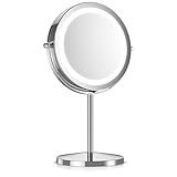 Navaris Kosmetikspiegel mit LED Beleuchtung - Spiegel mit 5fach Vergrößerung Make Up Standspiegel -…