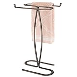 mDesign Handtuchhalter für den Waschtisch – freistehender Handtuchständer mit 2 Stangen für kleine Gästehandtücher…