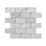 Adolif Carrara Weiße Marmor-Mosaikfliese, 100% natürlicher Marmor, poliert, Carrara weißes Marmor-Mosaik…