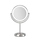 BaByliss Slimline LED Mirror Spiegel mit 1-Fach und 8-Fach Vergrößerung, 9437E Gebürstetes Chrom-Finish