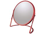 Spirella Schminkspiegel Kosmetikspiegel Badezimmerspiegel Akira 5-Fach Vergrößerung - matt Rot