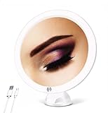 ALZAR Kosmetikspiegel mit LED Beleuchtung und 15fach Vergrößerung, Saugnapf-Spiegel Schminkspiegel Rasierspiegel…