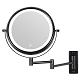 Beleuchteter Make-up-Spiegel mit 10-facher Vergrößerung, mit 3 Farblichtern, doppelseitig, Touch-Screen-Dimmung, Erweiterung für Badezimmer, Kosmetikspiegel (schwarz, 10-fach)