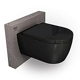 Spülrandloses Wand-WC NT2039 Schwarz mit SoftClose-Deckel (Absenkautomatik), Toilette aus Sanitärkeramik…