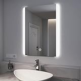 EMKE Wandspiegel Badezimmerspiegel 60×80cm LED Badspiegel mit Beleuchtung LED Badspiegel mit Touchschalter und Beschlagfrei Wandspiegel IP44 Energiesparend A++ (Stil A)