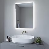 AQUABATOS 80x60cm Badspiegel mit Beleuchtung badezimmerspiegel LED Lichtspiegel Wandspiegel, Touch-Schalter…