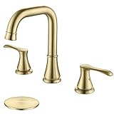 Gold Badezimmer-Wasserhahn für Spüle, 3 Löcher, mit Pop-Up-Ablauf und cUPC-Wasserhähne, 2 Griffe, Messing,…