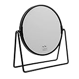 PARSA Beauty Kosmetikspiegel rund (schwarz matt 17cm) – Kleiner Spiegel doppelseitig – normal und 3-Fach…