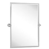 Badezimmerspiegel, 71,9 x 91,4 cm, verchromter Metallrahmen, rechteckig, aus Edelstahl, neigbar, abgeschrägt,…