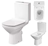 Keramik Stand- WC Toilette Komplett -Design- Set mit Spülkasten WC- Sitz Slim aus Duroplast mit Absenkautomatik…