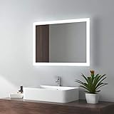 EMKE LED Badspiegel 50x70cm Wandspiegel Warmweißes Licht und Kaltesweißes Licht Badspiegel Mit beschlagfrei…
