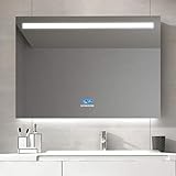 Duschdeluxe LED Badspiegel mit Beleuchtung 100x70cm Badezimmerspiegel Lichtspiegel Wandspiegel Spiegel mit Touch Schalter+Bluetooth+Anti beschlagfrei+dimmbare Helligkeitsstufe, Kaltweiß A++